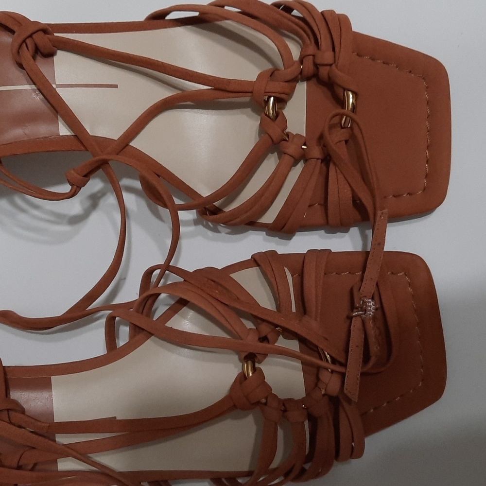 NWT DOLCE VITA BROWN MASH LACE UP SANDALS SZ 10 - Picture 9 of 12